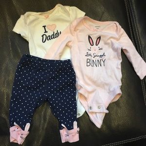 Adorable bunny outfit set with I ❤️daddy onesie!